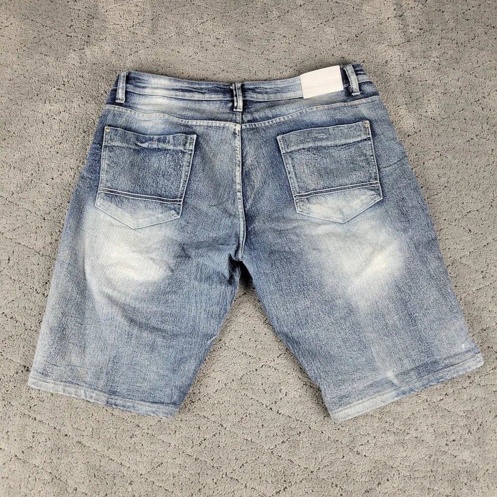 Southpole Shorts Mens 34 Blue Moto Slim Fit Faded Stretch Streetwear Jorts